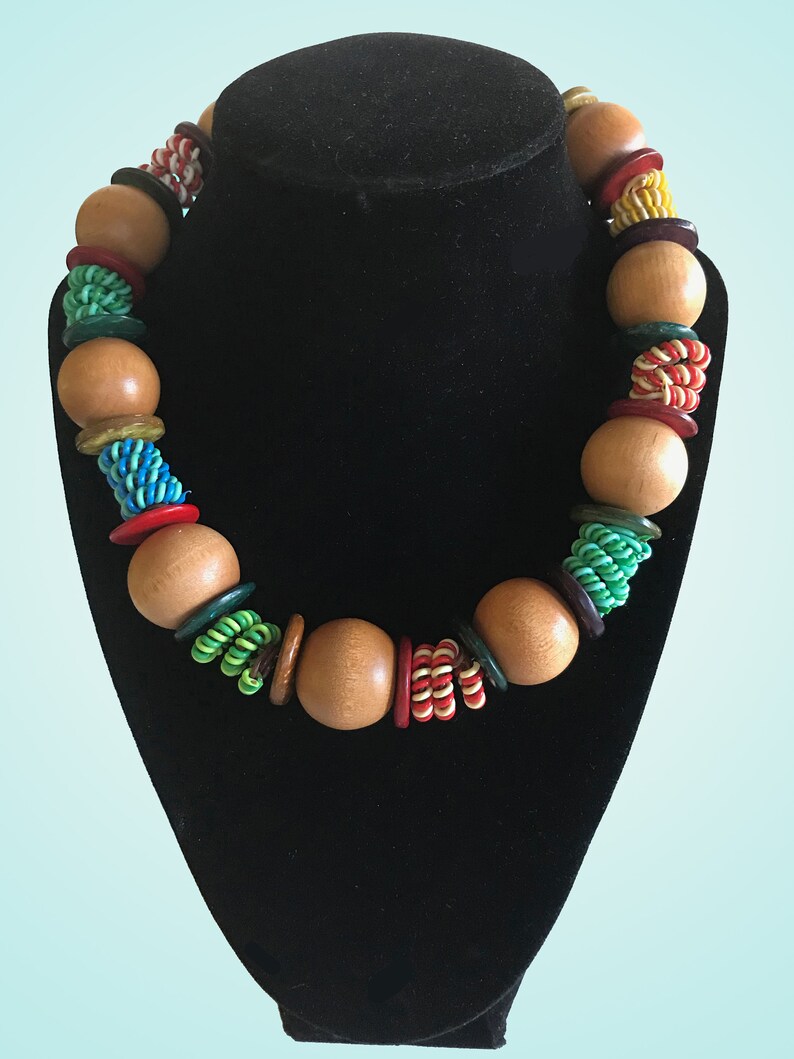Chunky Bib Choker Statement Choker Chunky Choker Large Bead Choker Statement Bib Choker Boho Chic 15 inch Choker