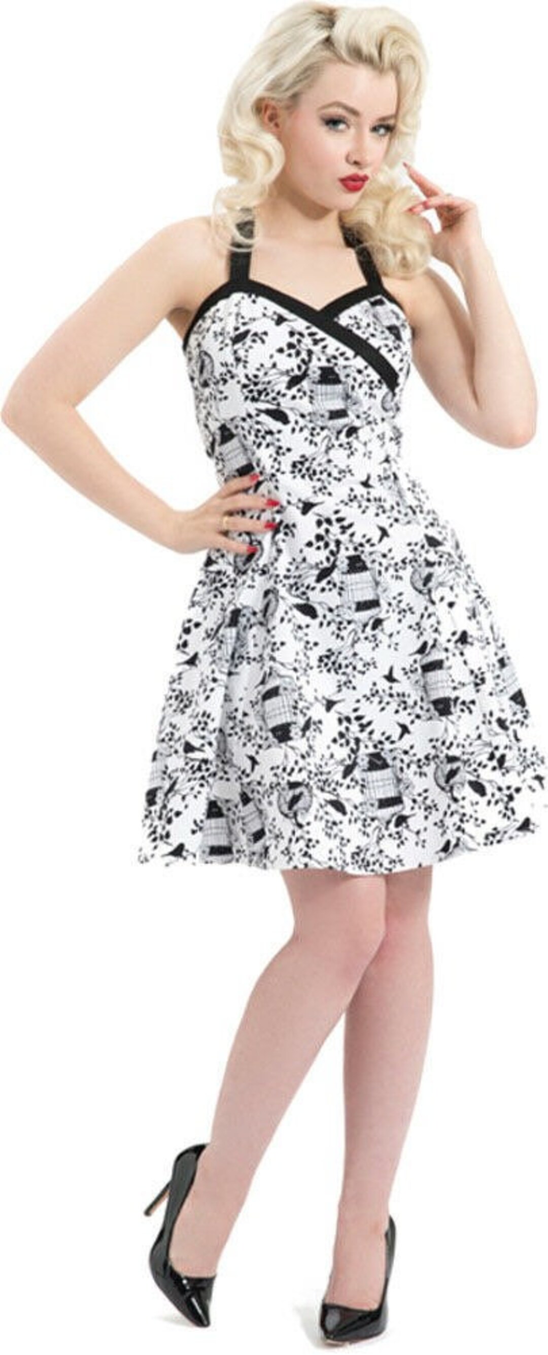 Vintage Birdcage Swing Dress Rockabilly Pinup Style Size Etsy