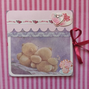 I Love You Bears Mini-Kartenalbum, handgemachtes quadratisches interaktives Fotoalbum, hergestellt in Malta, bestes Geburtstagsgeschenk für sie, Freundschaftserinnerungen