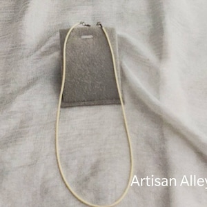 Cream waxed cord necklace chain, 1.5mm nylon string, Silver extension chain, Jewellery accessory for pendants, Nylon string rope clasp chain