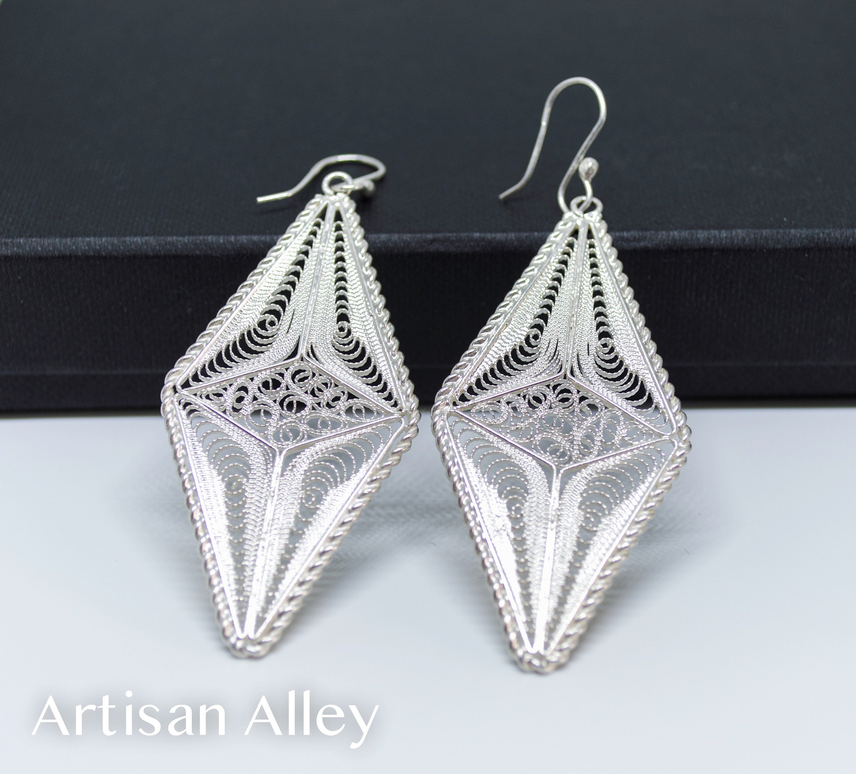 Handmade in Malta Jewelry Gift Dainty silver 925 filigree lace triangle pendant Gift for Her Maltese Jewellery