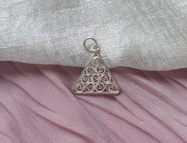 Handmade in Malta Jewelry Gift Dainty silver 925 filigree lace triangle pendant Gift for Her Maltese Jewellery