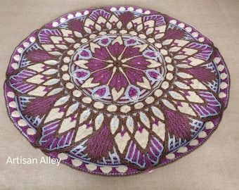 Purple handmade Crochet lotus flower centrepiece, Made in Malta, Lotus flower inspired, Gift for home, Crochet mandala rug