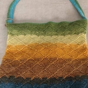 Mediterranean Sea Inspired Crochet Tote Bag, Seashells bag, Handmade in Malta, Yellow and green, 32cm by 32cm, Gift for her image 2