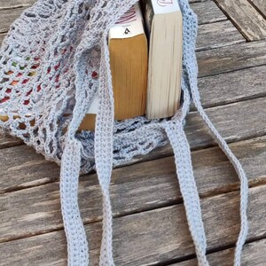 Stylish eco-friendly crochet shopping bag, Made in Malta, Reusable and washable, Artisan grey market bag, Borsa all&#39;uncinetto, Open work bag