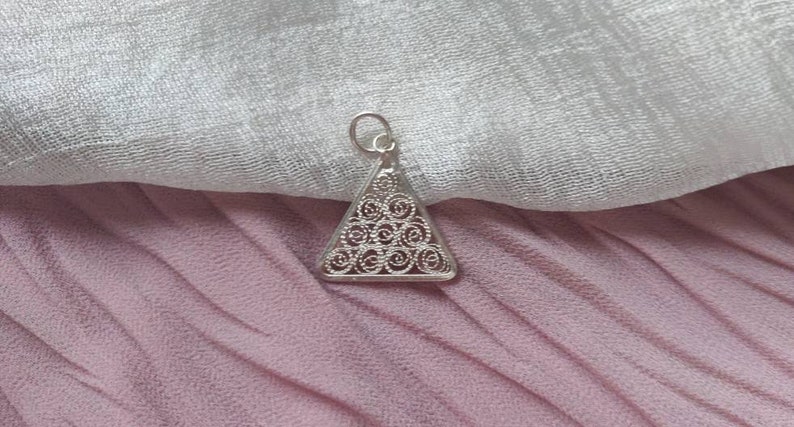 Handmade in Malta Jewelry Gift Dainty silver 925 filigree lace triangle pendant Gift for Her Maltese Jewellery