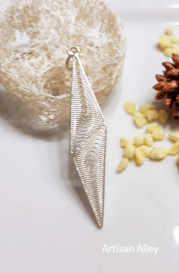 Handmade in Malta Jewelry Gift Dainty silver 925 filigree lace triangle pendant Gift for Her Maltese Jewellery