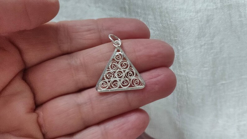 Handmade in Malta Jewelry Gift Dainty silver 925 filigree lace triangle pendant Gift for Her Maltese Jewellery