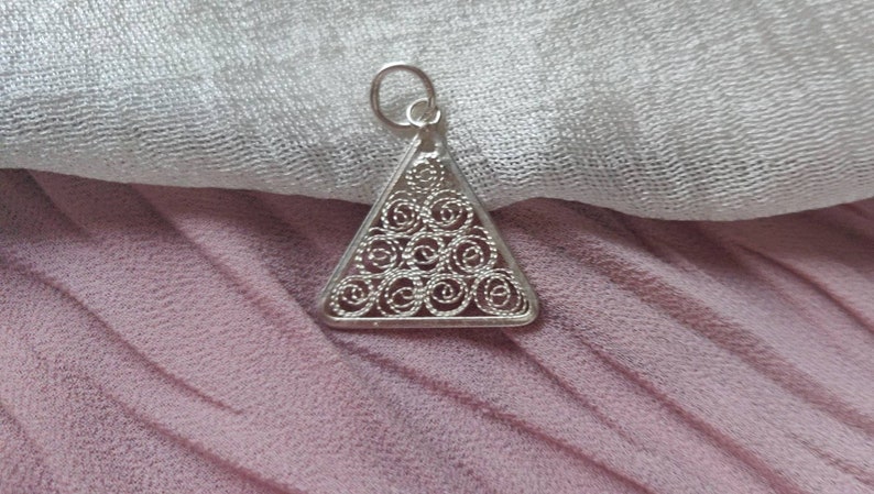 Handmade in Malta Jewelry Gift Dainty silver 925 filigree lace triangle pendant Gift for Her Maltese Jewellery