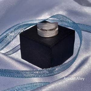 Silver 925 filigree adjustable band ring with pointy border band, Handmade in Malta, Gift for her, Band ring, Sterling silver