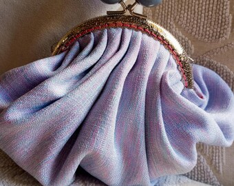 Lilac vintage style fabric coin purse, Handbag organiser,  Handmade in Malta, 15cm by 20cm, Cosmetics purse, Handbag tidy, Gift for her