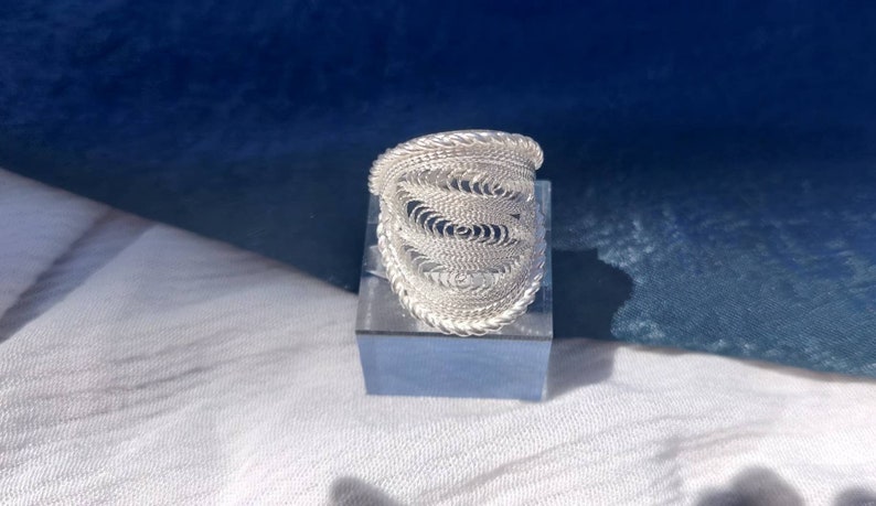 Twisted rope edge US size 6 only Sterling silver filigree wide statement ring Handmade in Malta gift Hardware Jewellery Collection