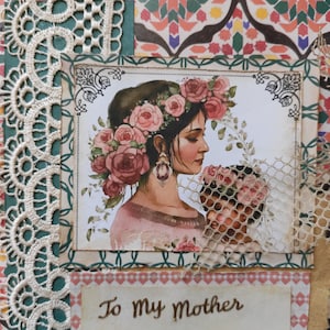 Für meine Mutter ethnisches Mini Kartenalbum, handgemachtes interaktives Bilderalbum, Made in Malta, Geburtstagsgeschenk für Mama, recyceltes Scrapbooking Album