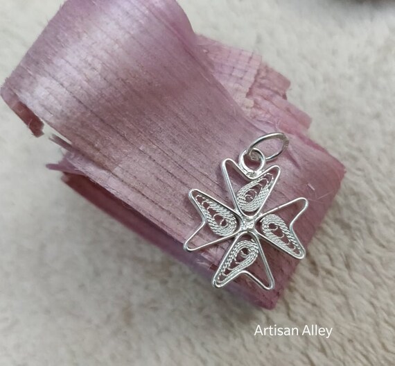 Handmade in Malta Jewelry Gift Dainty silver 925 filigree lace triangle pendant Gift for Her Maltese Jewellery