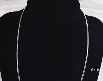 18&quot; stamped Silver 925 plated necklace chain, 2mm link necklace chain with clasp, Jewellery chain for pendants, Plated curb chain