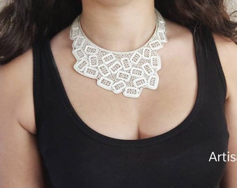 Dramatic silver 925 filigree choker necklace, Jewelry handmade in Malta, Modern collier, Silver necklace gift for her, Asymmetrical choker