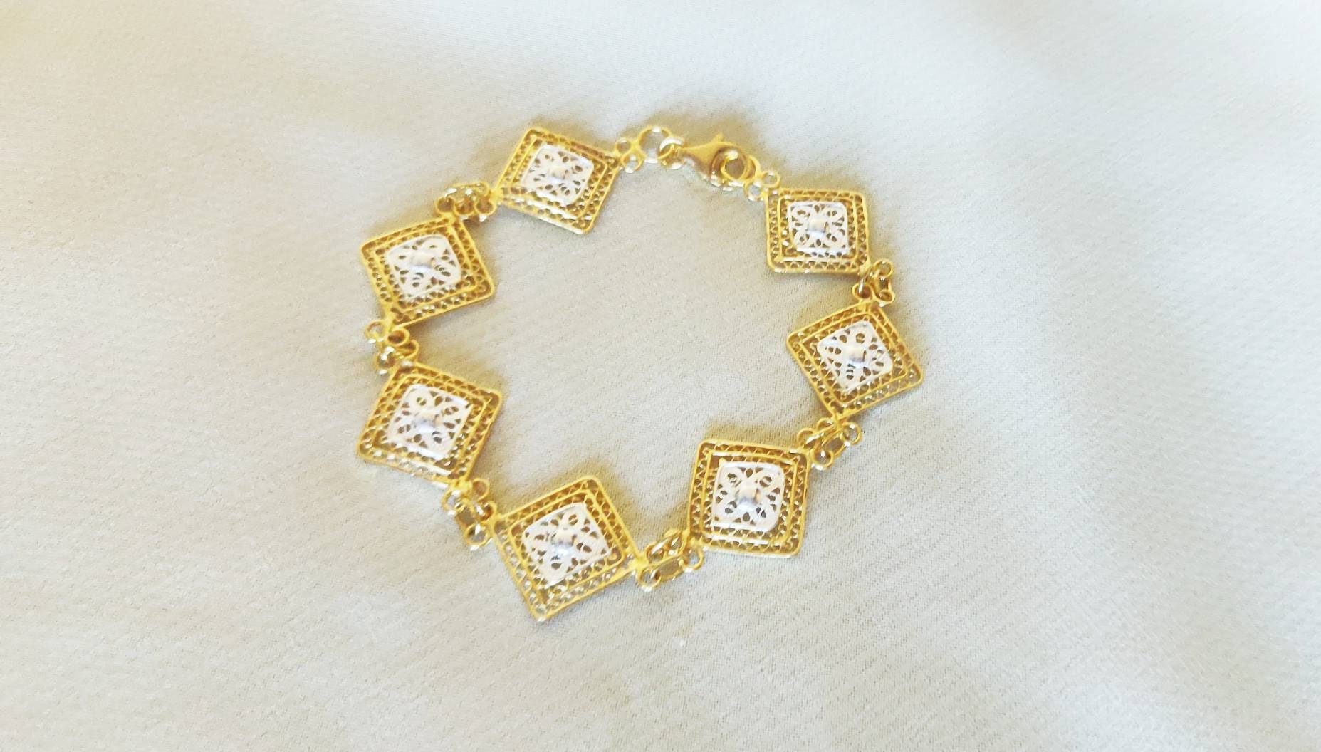 Eternity Sterling Silver Bracelet plated in 18K Gold