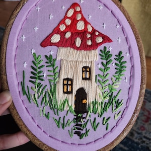 Amanita Mushroom Fairy House Embroidery