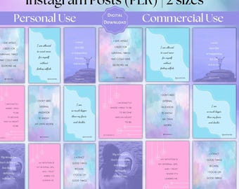 Editable PLR Self-Worth Affirmations Instagram Quotes Stories IG Portraits Social Media Self-Love posts Canva Template (Digital Download)