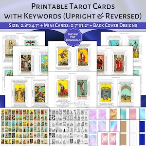 druckbare Rider-Waite Tarot Karten mit Schlüsselwörtern PDF Aufrechte und Umgekehrte Bedeutungen Tarot Anfänger Deck Entsprechungen Lernen Sie Tarot einfach