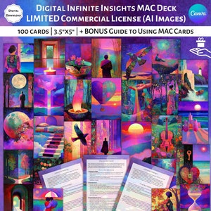 Digital Infinite Insights Metaphorical Associative Cards and MAC Guide Limited Commercial Business Use Oracle Cards AI Clipart Canva PLR