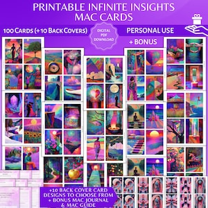 Schede associative metaforiche di Infinite Insights stampabili Guida MAC Diario MAC Uso personale Terapia Coaching Carta Oracle AI immagini pdf