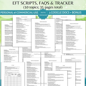 Editable EFT Emotional Freedom Technique Scripts FAQs Tracker Google Docs Commercial & Personal Use DFY Content Business Template PLR