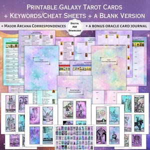 Cartas del tarot y hojas de trucos de la galaxia IMPRIMIBLES Palabras clave PDF Aprender Rider Waite Smith Cartas del tarot Significados Correspondencias Oracle Journal