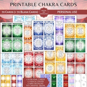 Tarjetas de afirmación de chakra IMPRIMIBLES Uso personal Guía espiritual Mensajes del universo Citas de oráculo coloridas Tarjetas en blanco de afirmación PDF