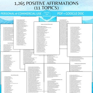 Editable Positive Affirmation Lists PDF Commercial and Personal Use Done for You Content Law of Attraction Spiritual Business Template PLR