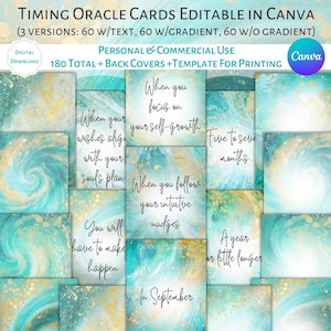 Editable Timing Oracle Cards Canva Template Commercial & Personal Use Customizable Divine Timing Oracle Deck Quotes Affirmation Blank Cards