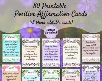 PRINTABLE Positive Affirmation Cards | Self-concept Affirmations | Manifestation Cards | Motivational Cards | LOA | Spirituality