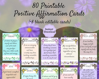 PRINTABLE Positive Affirmation Cards | Self-concept Affirmations | Manifestation Cards | Motivational Cards | LOA | Spirituality