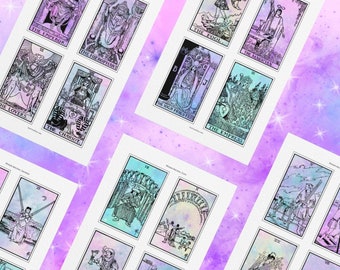 PRINTABLE Rider-Waite Tarot Cards (Galaxy Background)| Printable Card Deck PDF | Tarot Mini-Version | Printable Tarot PDF | 78 Tarot Cards