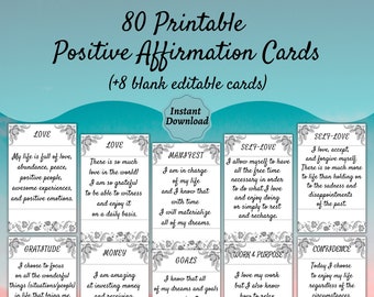 PRINTABLE Positive Affirmation Cards Black & White | Self-concept Affirmations | Manifestation Cards | Motivational Cards | LOA | Spiritual