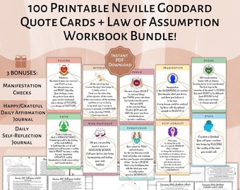 PRINTABLE Neville Goddard Quote Cards & Law of Assumption Workbook Journal Tracker Law of Assumption Cards Printable Manifestation Cards LOA
