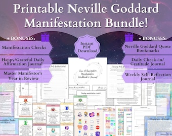 PRINTABLE Neville Goddard Manifestation Bundle Manifestation Journal & Tracker Neville Quote Cards Law of Assumption Workbook LOA Stickers
