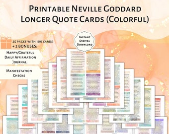 PRINTABLE Neville Goddard Longer Quote Cards (Colorful) | Law of Assumption Cards | Printable Manifestation Cards | LOA Manifesting Quotes