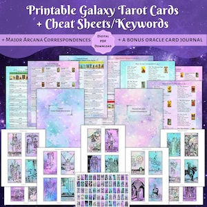 DRUCKBARE Galaxy Tarotkarten & Spickzettel Schlüsselwörter Rider Taile Smith Tarotkarten Bedeutungen Beginner Entsprechungen Orakel Journal PDF