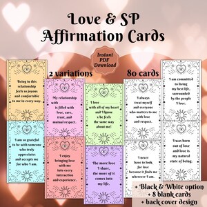Tarjetas IMPRIMIBLES de Afirmación de Amor y Persona Específica / Afirmaciones SP / Tarjetas de Manifestación / Afirmaciones Positivas / LOA / Espiritualidad