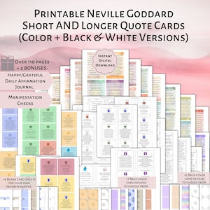 PRINTABLE Neville Goddard Short & Long Quote Cards | Law of Assumption Cards | Manifestation Cards PDF | Digital LOA Manifesting Quotes