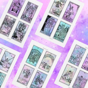 Cartas de tarô Rider-Waite IMPRIMÍVEIS (fundo da galáxia) | Baralho de cartas imprimível PDF | Miniversão do Tarô | PDF de tarô para impressão | 78 cartas de tarô