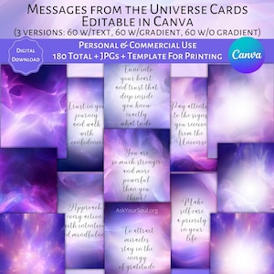 Editable Messages from the Universe Cards Canva Template Commercial and Personal Use Customizable Oracle Quotes Affirmation Blank Cards JPGs