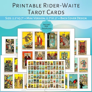 Carte dei Tarocchi Rider-Waite STAMPABILI (Colore) / Mazzo di carte stampabile PDF / Mini-Versione Tarocchi / PDF Tarocchi stampabile / 78 Tarocchi