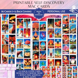 Cartões associativos metafóricos de autodescoberta para impressão Guia MAC Diário MAC Terapia de uso pessoal Coaching Oracle Card Imagens de IA pdf