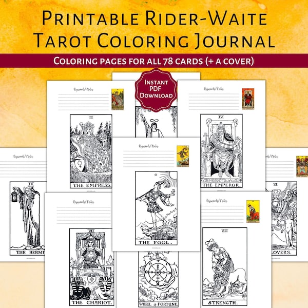 Printable Tarot Coloring Deck Etsy