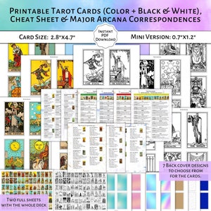 Schlüsselwörter Tarot Spickzettel | Reiter Taile Smith Tarotkarten Farbe Schwarz & Weiß | Schriftkorrespondenzen | Orakel Karte Journal Wahrsagen