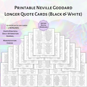 AFDRUKBARE Neville Goddard langere quotekaarten (zwart-wit)| Kaarten Wet van Aanname| Afdrukbare manifestatiekaarten| Citaten die zich manifesteren in LOA