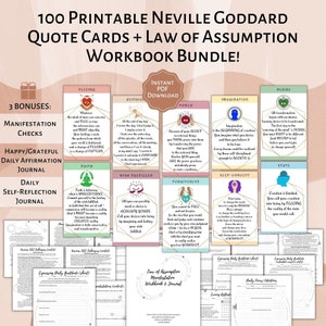 PRINTABLE Neville Goddard Quote Cards & Law of Assumption Workbook Journal Tracker Law of Assumption Cards Printable Manifestation Cards LOA