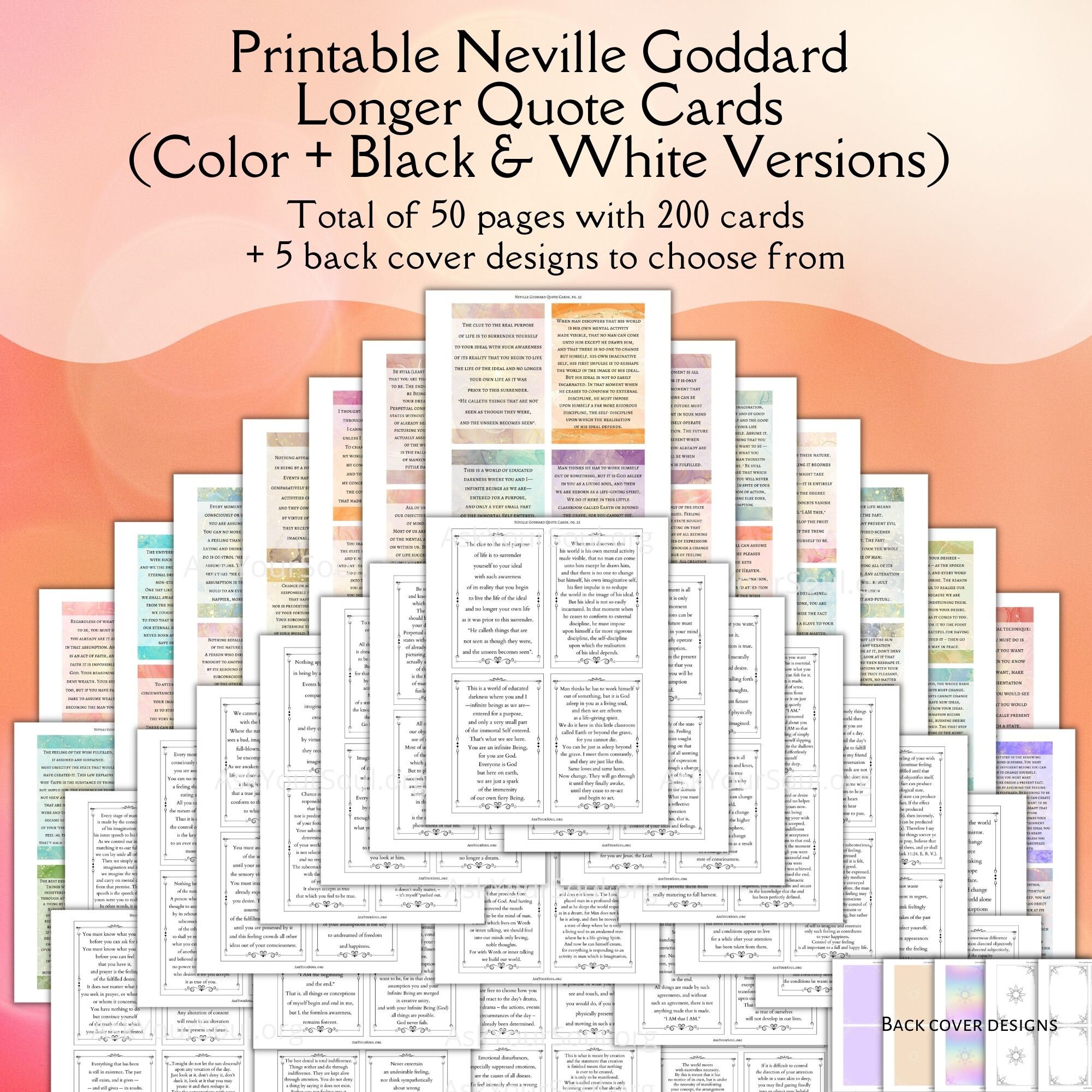 PRINTABLE Neville Goddard Long Quote Cards & Law of Assumption Workbook ...
